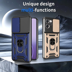 For Oppo Reno14 F Case With Slide Lens Cover Phone Reno13 F 13Pro 5G Ring Shockproof Stand Holder Phone Case