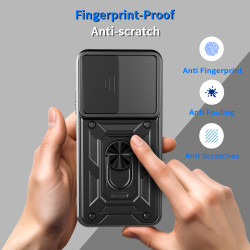 For Oppo Reno14 F Case With Slide Lens Cover Phone Reno13 F 13Pro 5G Ring Shockproof Stand Holder Phone Case