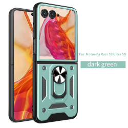 For Moto Razr 50 Ultra Case With Slide Lens Cover Rotating Ring Shockproof Stand Holder Phone Cases for Moto razr+ 2024