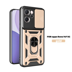 For Oppo Reno14 F Case With Slide Lens Cover Phone Reno13 F 13Pro 5G Ring Shockproof Stand Holder Phone Case