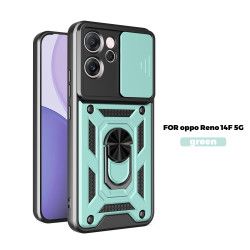 For Oppo Reno14 F Case With Slide Lens Cover Phone Reno13 F 13Pro 5G Ring Shockproof Stand Holder Phone Case