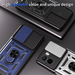 For Xiaomi Poco M7 4G Case With Slide Lens Cover Phone Poco M7pro 5G M6Pro 4G Ring Shockproof Stand Holder Phone Case