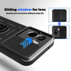 For Xiaomi Poco M7 4G Case With Slide Lens Cover Phone Poco M7pro 5G M6Pro 4G Ring Shockproof Stand Holder Phone Case