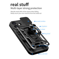 For Apple iPhone 17 Case With Slide Lens Cover Phone iPhone 17ProMax 16ProMax 16e 16plus Ring Shockproof Stand Holder Phone Case