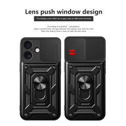 For Apple iPhone 17 Case With Slide Lens Cover Phone iPhone 17ProMax 16ProMax 16e 16plus Ring Shockproof Stand Holder Phone Case
