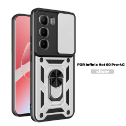 Case for Infinix Hot 60 Pro+ 4G Slide Camera Protect Stand Phone Shell Funda for Hot 50 Pro+ 4G Hot 50 Cover