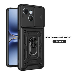 Case for Tecno Spark 40C Slide Camera Protect Stand Phone Shell Funda for spark 40pro 30Pro 30C 4G Cover