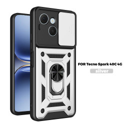 Case for Tecno Spark 40C Slide Camera Protect Stand Phone Shell Funda for spark 40pro 30Pro 30C 4G Cover