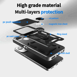 Case for ZTE Blade A35E 5G Slide Camera Protect Stand Phone Shell Funda for Blade A35 4G Cover