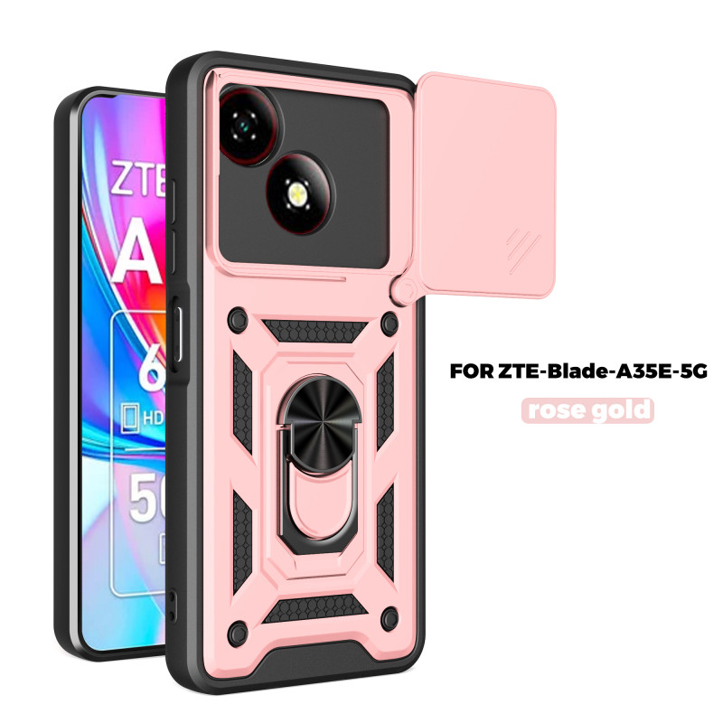 Case for ZTE Blade A35E 5G Slide Camera Protect Stand Phone Shell Funda for Blade A35 4G Cover