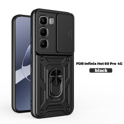 Case for Infinix Hot 60 Pro 4G Slide Camera Protect Stand Phone Shell Funda for Hot 60 Pro+ 60i 50Pro+ 4G Cover