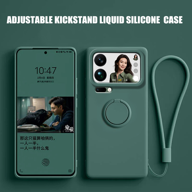 Case for Xiaomi 17 Pro Max Finger Ring Stand Holder Slicone Cover for 15 ultra 15 Pro Solid Color Lens Protection Soft Funda