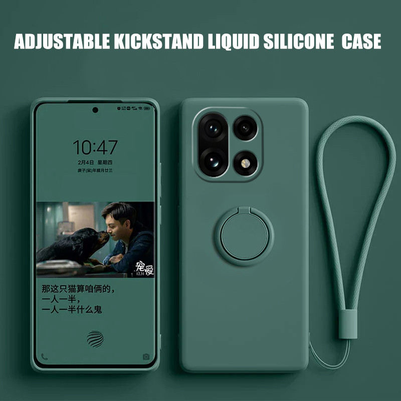 Case for OnePlus 15 Finger Ring Stand Holder Slicone Cover for 1+13T Solid Color Lens Protection Soft Funda