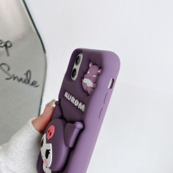 iPhone 16 Pro Max Case – 3D Cartoon KUROMI Soft Silicone Shell with Pop Holder & Lens Protection