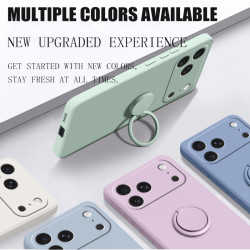Case for Apple iPhone 17 Pro Max 16e 16Pro Finger Ring Stand Holder Slicone Cover for Air 16 15 Pro Max 16 15 Plus  Solid Color Lens Protection Soft Funda