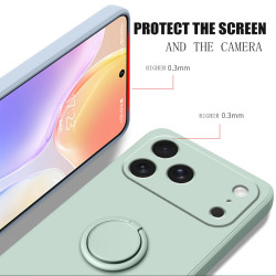 Case for Apple iPhone 17 Pro Max 16e 16Pro Finger Ring Stand Holder Slicone Cover for Air 16 15 Pro Max 16 15 Plus  Solid Color Lens Protection Soft Funda