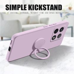 Liquid Silicone Case for Xiaomi 14T Pro with Ring Holder & Silicone Lanyard, Shockproof Soft Phone Cover