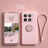 Liquid Silicone Case for Xiaomi 14T Pro with Ring Holder & Silicone Lanyard, Shockproof Soft Phone Cover