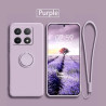 Liquid Silicone Case for Xiaomi 14T Pro with Ring Holder & Silicone Lanyard, Shockproof Soft Phone Cover