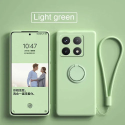 Liquid Silicone Case for Xiaomi 14T Pro with Ring Holder & Silicone Lanyard, Shockproof Soft Phone Cover