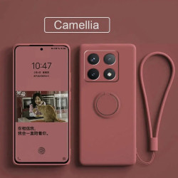 Liquid Silicone Case for Xiaomi 14T Pro with Ring Holder & Silicone Lanyard, Shockproof Soft Phone Cover
