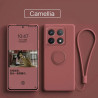 Liquid Silicone Case for Xiaomi 14T Pro with Ring Holder & Silicone Lanyard, Shockproof Soft Phone Cover