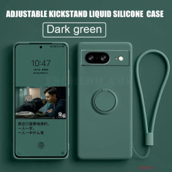 Liquid Silicone Case for Google Pixel 8 & Pixel 9 Pro XL | Finger Ring Stand Holder & Lens Protection Soft Phone Cover