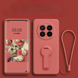 Liquid Silicone Case for Realme 12 Pro Plus | Shockproof Soft Phone Cover with Stand Holder & Silicone Lanyard