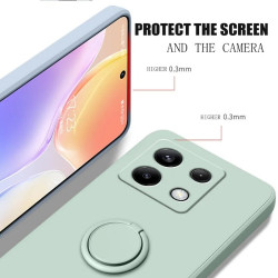 Liquid Silicone Case for Xiaomi Redmi Note 13 Pro 5G & Poco X6 | Soft Ring Holder & Silicone Lanyard Cover