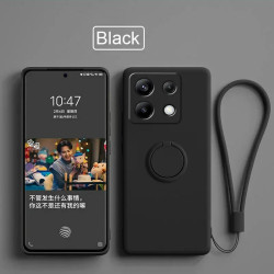 Liquid Silicone Case for Xiaomi Redmi Note 13 Pro 5G & Poco X6 | Soft Ring Holder & Silicone Lanyard Cover