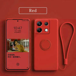 Liquid Silicone Case for Xiaomi Redmi Note 13 Pro 5G & Poco X6 | Soft Ring Holder & Silicone Lanyard Cover